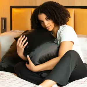 Memory Elastic band Pillow case 100% Satin silk pillowcase solid color